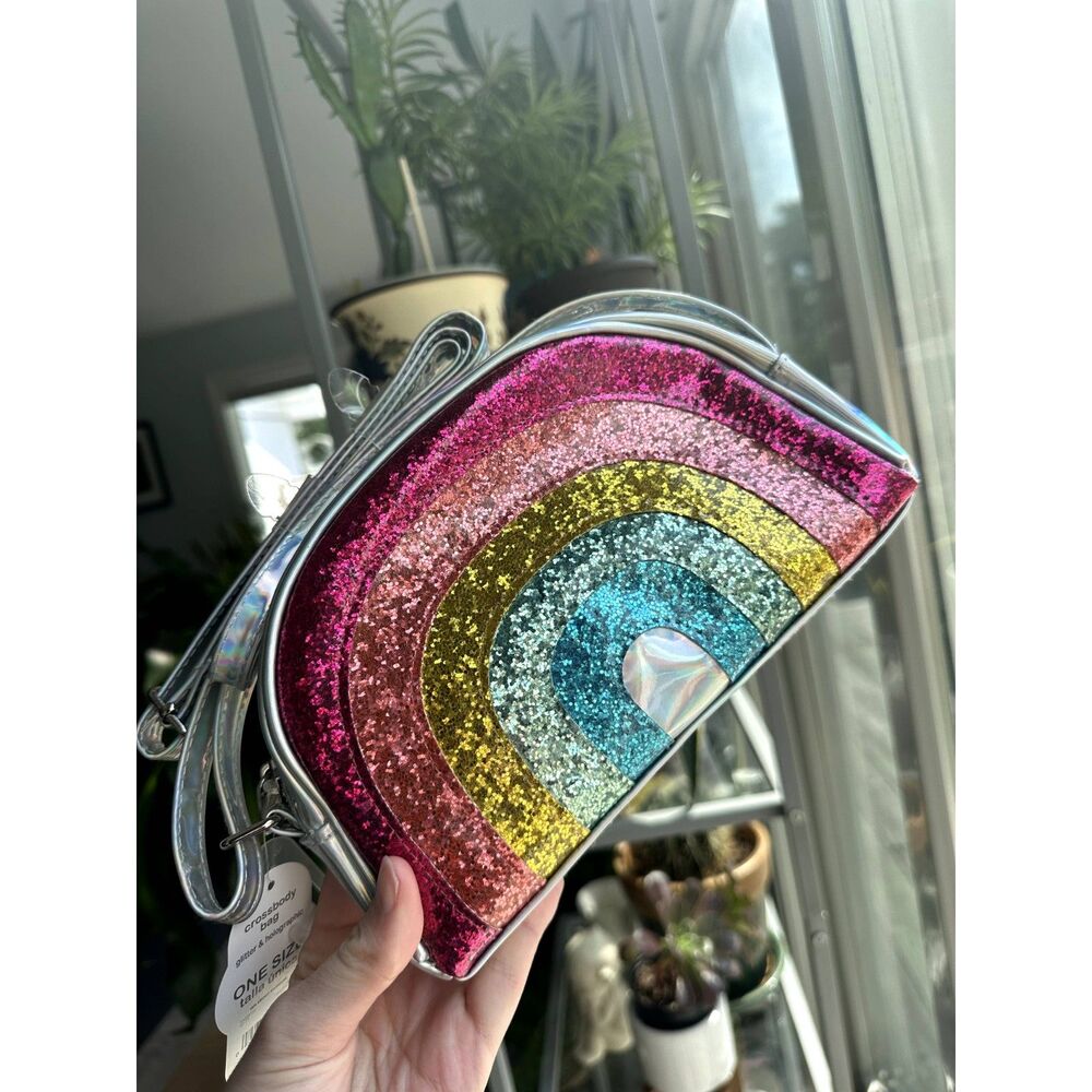 NWT Wonder Nation Girls' Glitter Rainbow Crossbody Bag Handbag Kawaii Purse